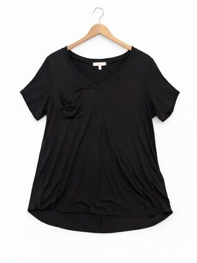 Andrée by Unit Black High Low Tunic Top Large Flowy Stretch Casual
